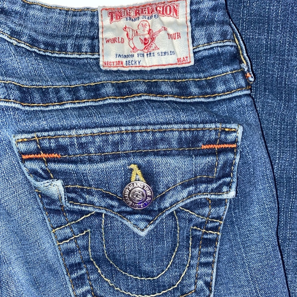 TRUE RELIGION low waisted ripped womens jeans